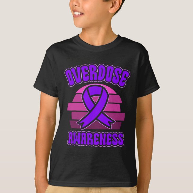 Camiseta Overdose Awareness Purple Ribbon Drug Addiction 31 (Frente)