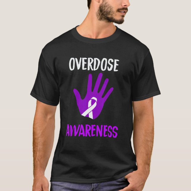 Camiseta Overdose Awareness Purple Ribbon Drug Addiction Re (Frente)