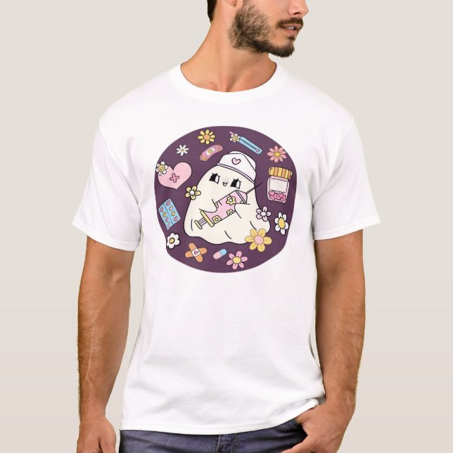 Camiseta Oversized Enfermeira de Halloween Fofa (Frente)