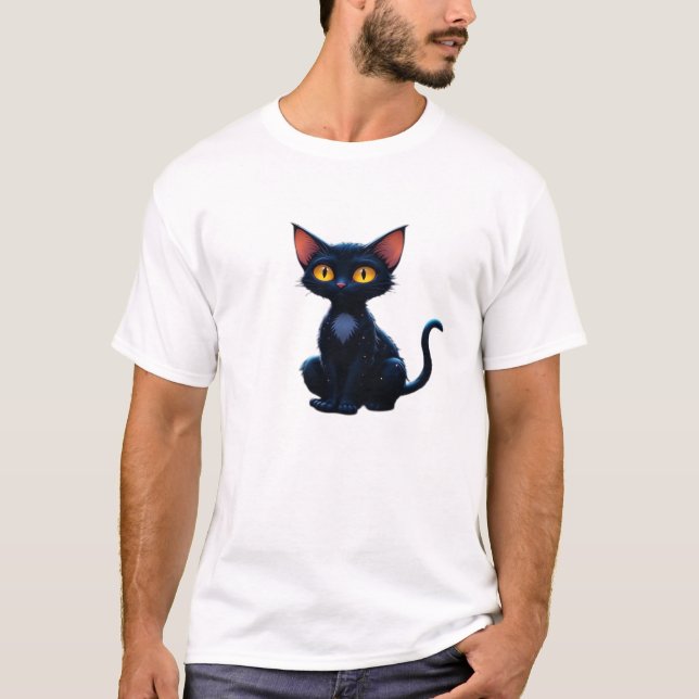 Camiseta Oversized Gato Misterioso Sob Teia ao Lua (Frente)