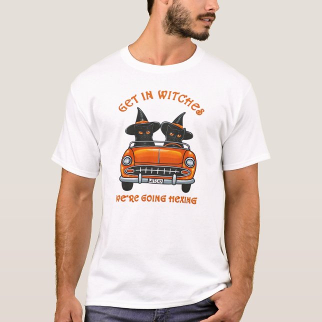 Camiseta Oversized Gatos Bruxos Indo Feitiçaria (Frente)