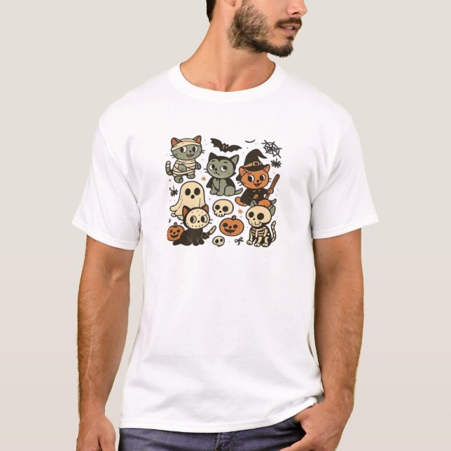 Camiseta Oversized para Gatos Assombrados de Doce  (Frente)