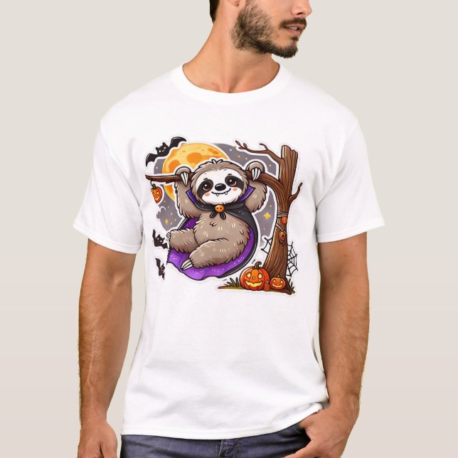 Camiseta Oversized Sloth Halloween Chill Thrills (Frente)