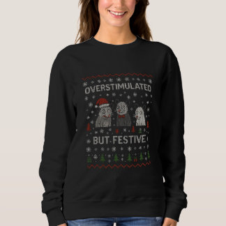 Camiseta Overstimulated But Festive Funny Cat Christmas