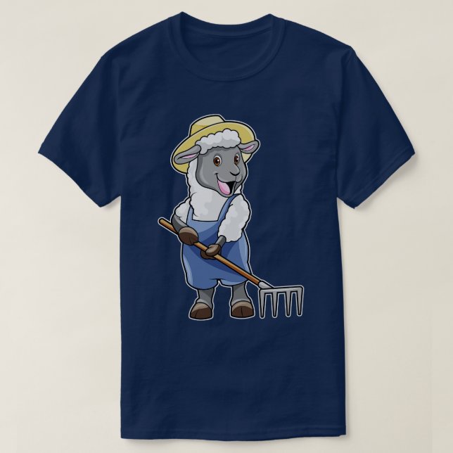 Camiseta Ovinos como Farmadores com Chapéu Rake (Frente do Design)