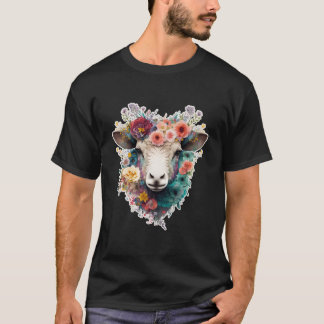 Camiseta Ovinos Flores Curiosos Em Ovinos Florais De Verão