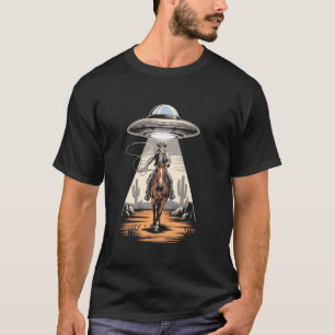 Camiseta OVNI Brilhando Sobre um Cowboy Western