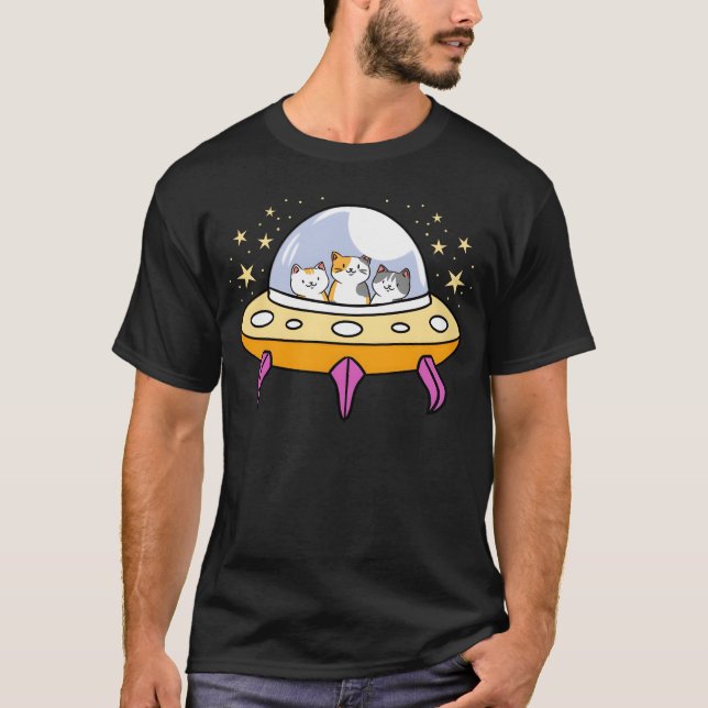 Camiseta OVNI Cat para o Cat Lover Boy (Frente)