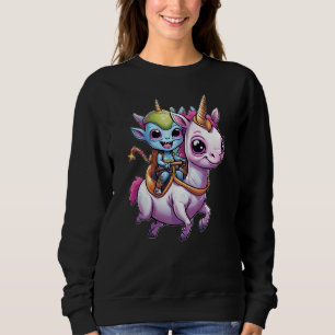 Camiseta OVNI (Cute Space Alienígena) montando um unicórnio