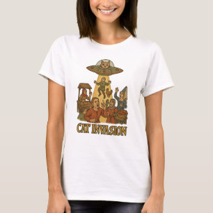 Camiseta OVNI de invasão de gatos