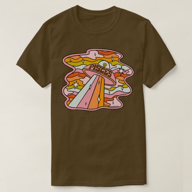 Camiseta OVNI de peixes (Frente do Design)