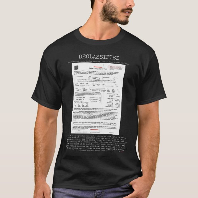 Camiseta OVNI - Desclassificado DOW-UAP-D056, RFD, MAR ARÁB (Frente)