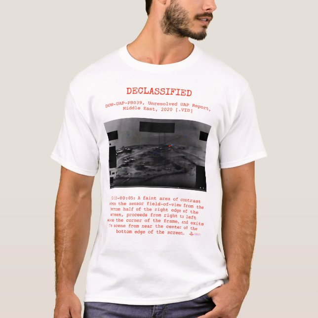 Camiseta OVNI - Desclassificado DOW-UAP-PR039, Oriente Médi (Frente)