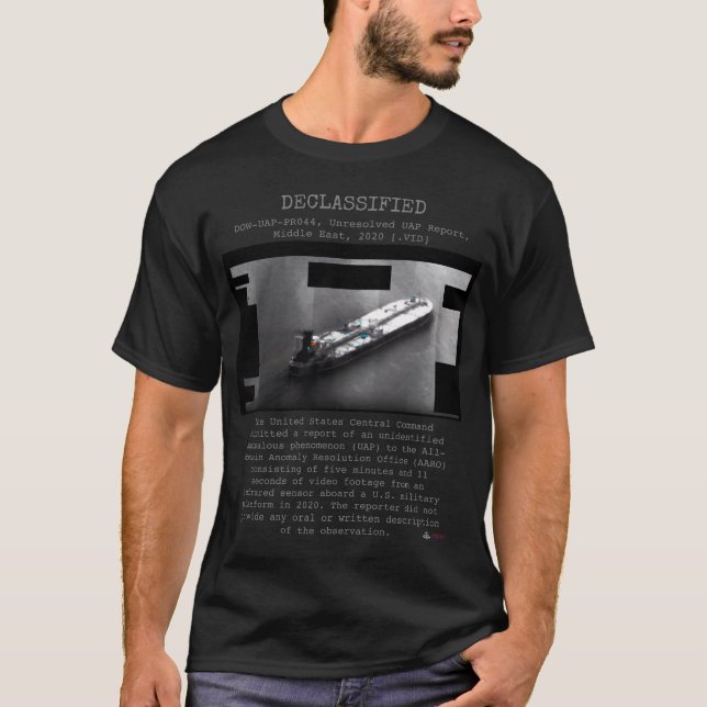 Camiseta OVNI - Desclassificado DOW-UAP-PR044, Oriente Médi (Frente)
