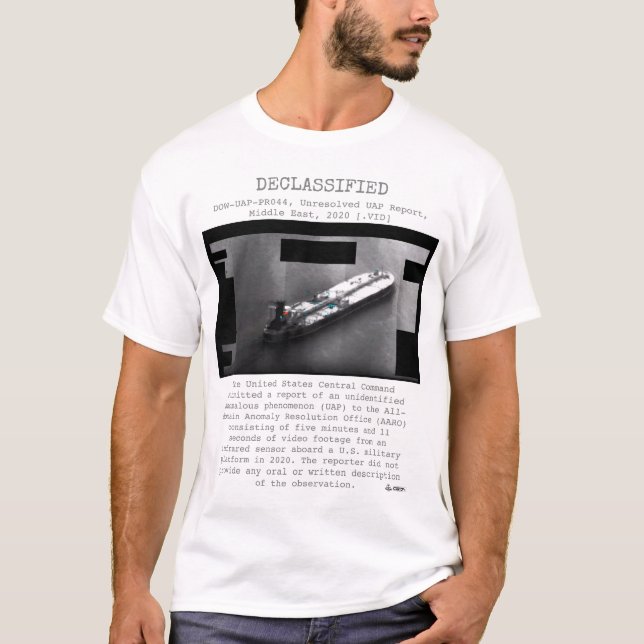 Camiseta OVNI - Desclassificado DOW-UAP-PR044, Oriente Médi (Frente)