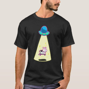 Camiseta Óvni Levando Vaca Espaçonave Galáxia Alien Animal