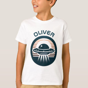 Camiseta OVNI moderno minimalista dos meninos em Sunset