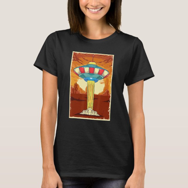 Camiseta Óvni Retro Abdução Alienígena Ficção Científica Ex (Frente)
