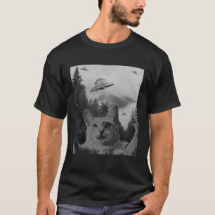 Camiseta OVNI Sighting Cat Selfie Alienígena Conspiração Sc
