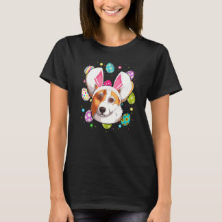 Camiseta Ovo de Páscoa Corgi de Orelha de Coelho Domingo d