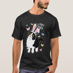 Camiseta Ovo de Páscoa de Gato Preto Engraçado Coelho da Pá