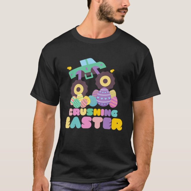 Camiseta Ovo De Páscoa De Monstro Bonito Para Crianças (Frente)