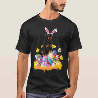 Camiseta Ovo de Páscoa Engraçado Cachorro Doberman Domingo