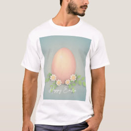 Camiseta Ovo de Páscoa feliz e flores de margarida