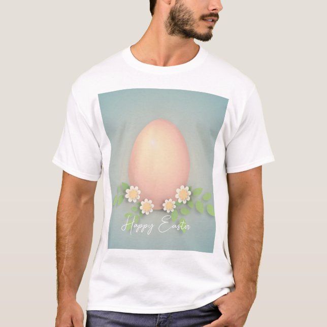 Camiseta Ovo de Páscoa feliz e flores de margarida (Frente)