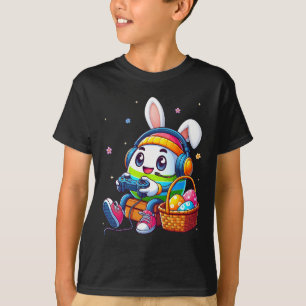 Camiseta Ovo de Páscoa Jogando Jogo de Vídeo para Rapazes G