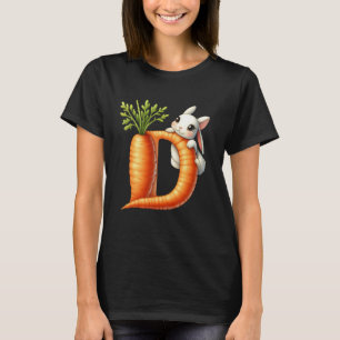Camiseta Ovos alfabeto Páscoa ABCs Cenoura Letra D para Cri