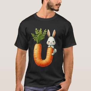 Camiseta Ovos alfabeto Páscoa ABCs Cenoura Letra U para Cri