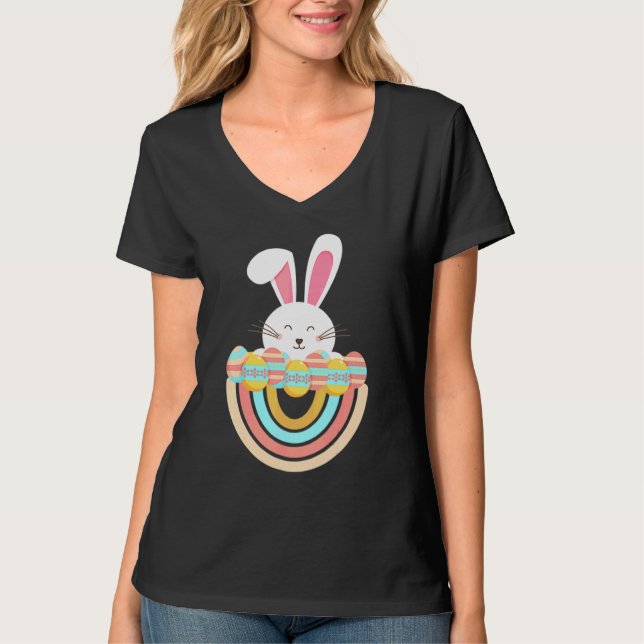 Camiseta Ovos Arco-Íris De Páscoa Boêmia E Sabor Feliz De C (Frente)