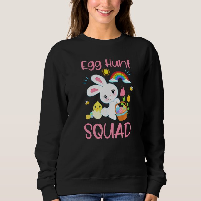 Camiseta OVOS CAÇA SQUAD Engraçado Páscoa Coelho Coelho Cri (Frente)