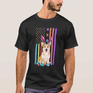 Camiseta Ovos da Páscoa Americana Bandeira Corgi Cachorro