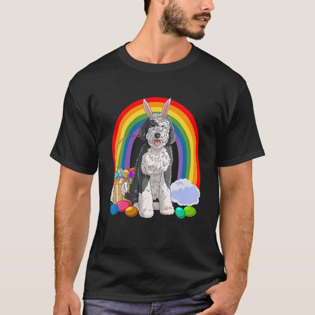 Camiseta Ovos de felz pascoa Cachorro Coelho (Frente)