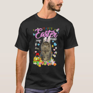Camiseta Ovos de Felz pascoa de Gato de Coon Bunny Maine