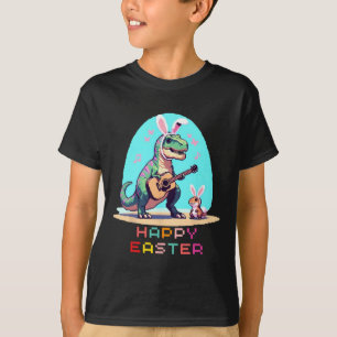 Camiseta Ovos de Felz pascoa T-rex Arte de Pixel da Imagem 
