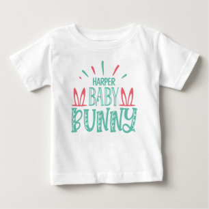 Camiseta Ovos de Páscoa Borboleta Coelhozinho Bebê com NOME