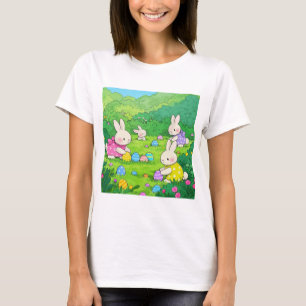 Camiseta Ovos de Páscoa de Bunnies de Cartoon