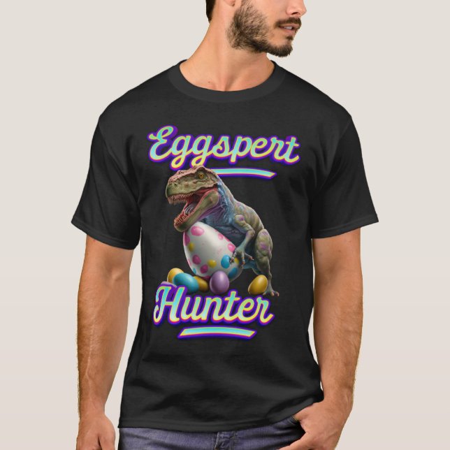 Camiseta Ovos de Páscoa de Ovos de Eggspert Páscoa Dinossau (Frente)
