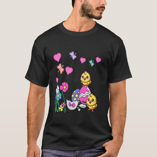 Camiseta Ovos de Páscoa de Primavera Flores Crianças C (Frente)