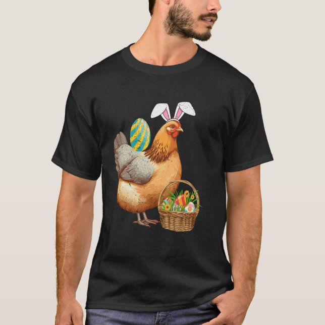Camiseta Ovos de Páscoa Orelhas de Coelho e Frango Fofo Dia (Frente)