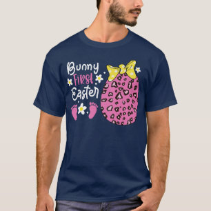 Camiseta Ovos Dia da Páscoa Leopardo Gravidez Bunny First E