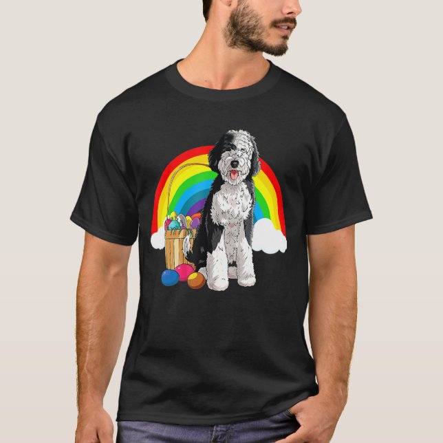 Camiseta Ovos felzs pascoa Cachorro Coelho Ovino Ovino Ovin (Frente)