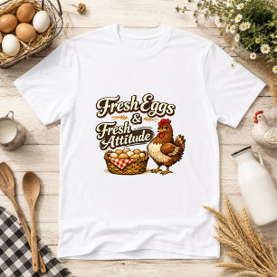 Camiseta Ovos Frescos & Atitude Fresca Humor da Fazenda