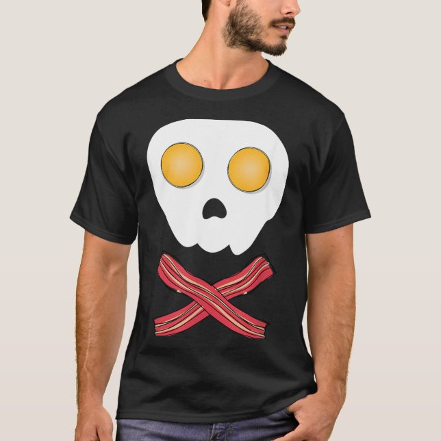 Camiseta Ovos Fritos Bacon Caveira Café da Manhã Brunch Com (Frente)