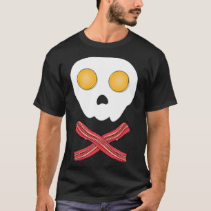 Camiseta Ovos Fritos Bacon Caveira Café da Manhã Brunch Com