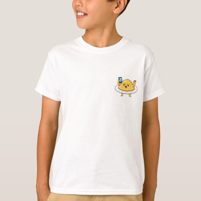 Camiseta Ovos Mexidos Dramáticos Tirando Selfie Crianças (Frente)
