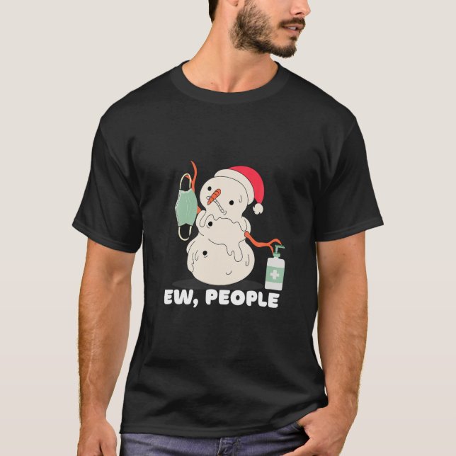 Camiseta Ow Pessoas, Melting Christmas Snowman, Facemask e (Frente)